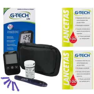 Kit Medidor Glicemia G-tech Lite + 200 Lancetas