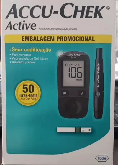 Medidor de Glicose Accu-chek Active Completo com 50 Tiras