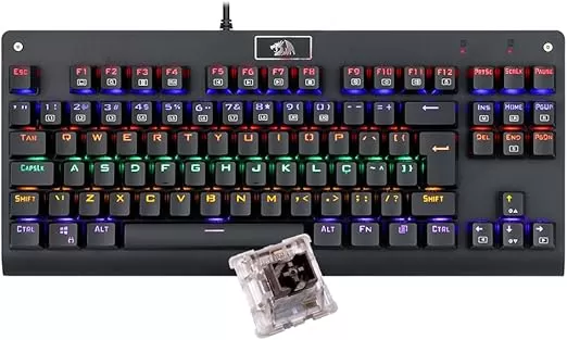 Teclado Mecânico Redragon Dark Avenger Preto Iluminação Rainbow Switch Marrom K568R